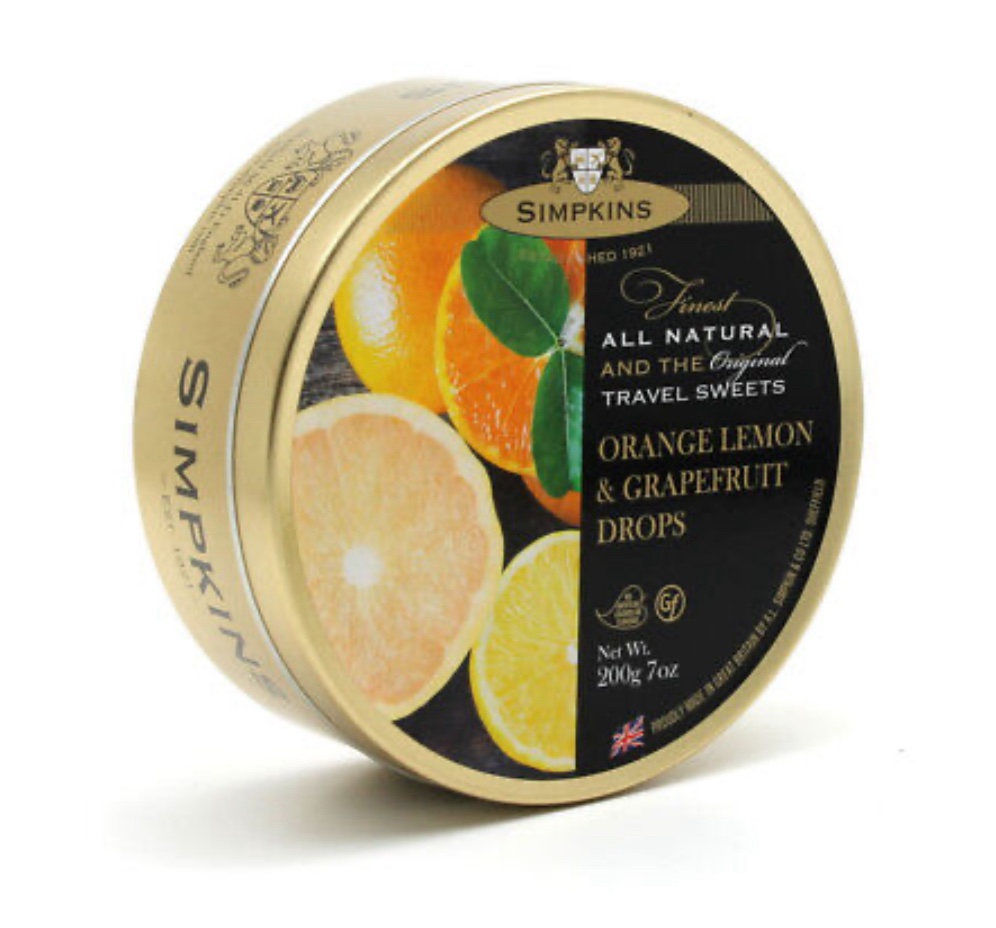 Simpkins Travel Sweets - Orange, Lemon & Grapefruit 200g Tin